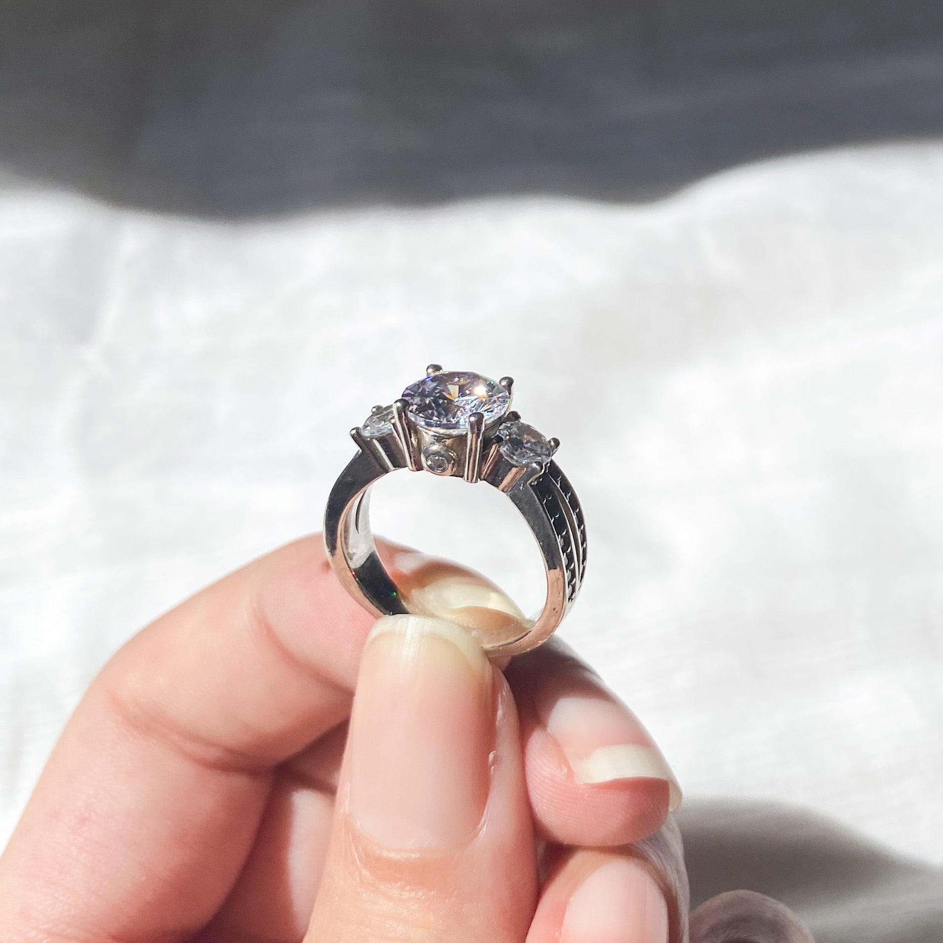 Paparazzi - S925 Three Stone CZ Wedding Ring