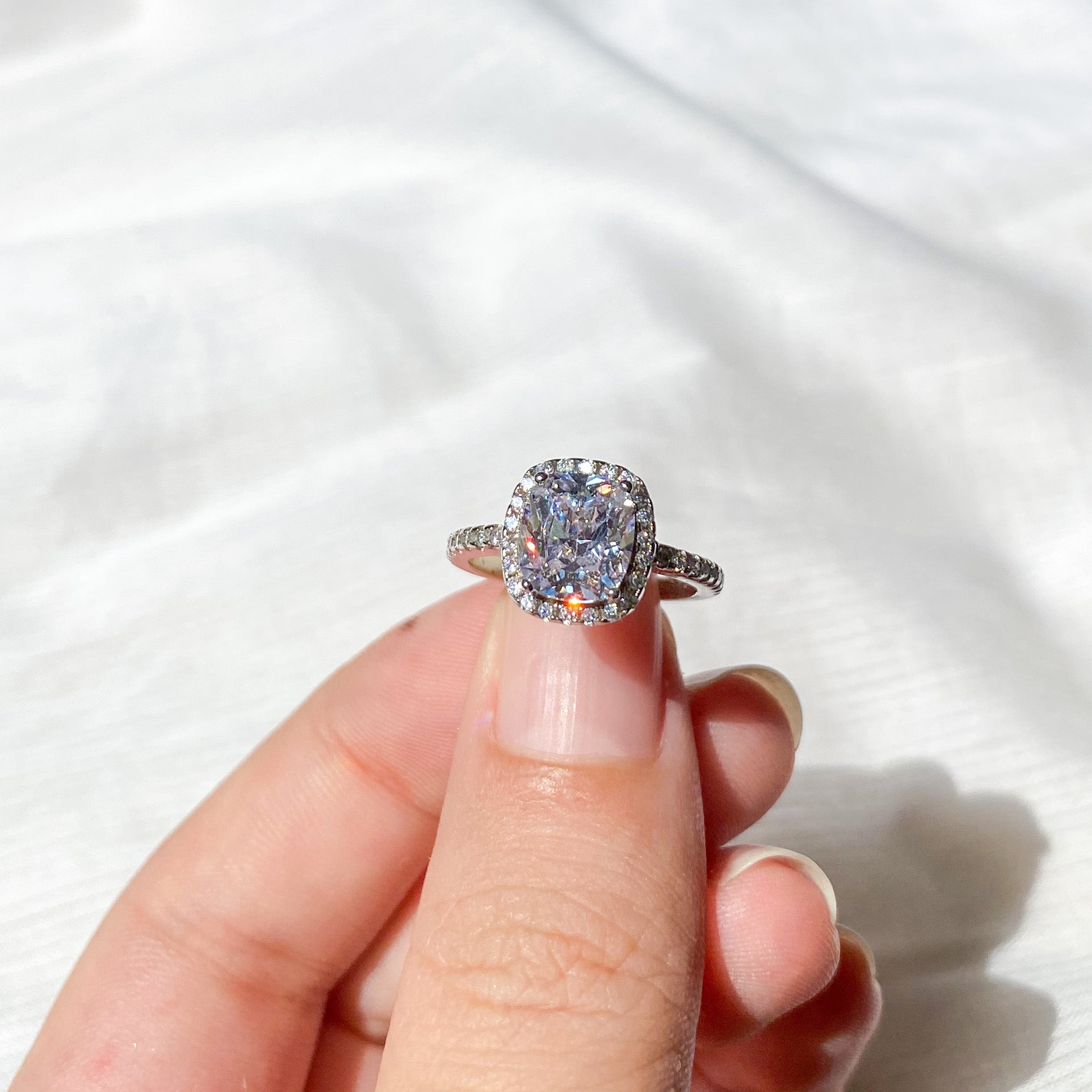 Starry Night - 1 Carat 4-prong Elongated Cushion Cut Lab Diamond Ring